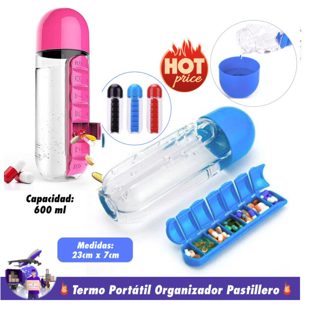 Termo Pastillero Botella De Agua Organiz