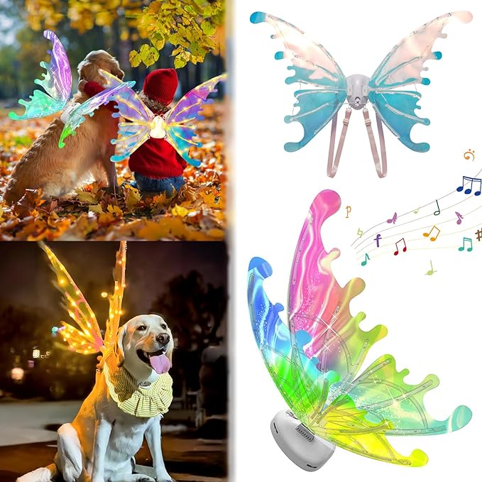 Alas Mágicas™ – Alas de mariposa luminosas con movimiento para mascotas