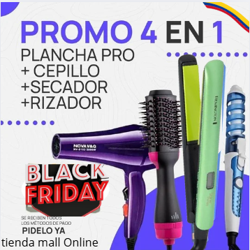 Súper combo 4 en 1 Plancha Remington cepillo, secador y rizador