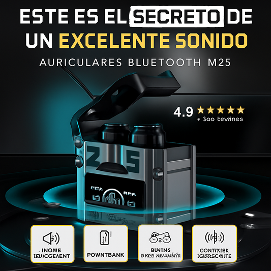 Audifonos Inalambricos M25 Bluetooth Microfono USB Power Bank Negro