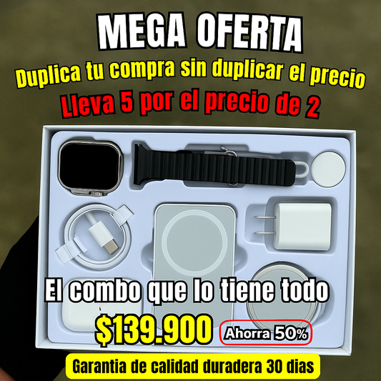 Reloj X8 Ultra Audifonos Power Bank 5 en 1