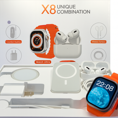 Reloj X8 Ultra Audifonos Power Bank 5 en 1